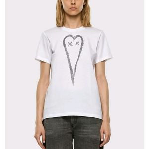 Diesel White Heart Print T-Shirt